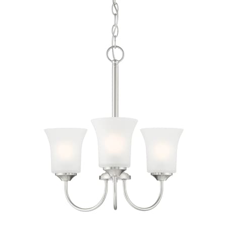 Designers Fountain Bronson 3 Light Classic Brushed Nickel with Frosted Glass Shades Chandelier For Dining Rooms D278M-3CH-BN